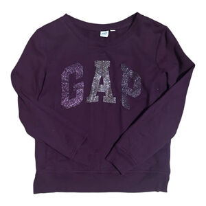 Women’s Gap Burgundy Sweatshirt With Glitter Logo- Size Small
